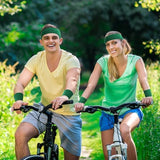 Bememo 6 Pcs Neon Sports Sweatbands Set Paris Sports Competitions Sweatbands 2 Headband 4 Wristbands Breathable Terry Cloth Athletic Bands for Basketball Tennis Costumes Cosplay