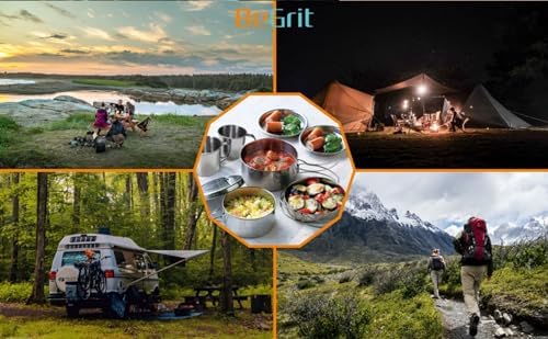 BeGrit Backpacking Camping Cookware Mini Picnic Camping Cooking Mess Kit with Pot and Pan Set for Hiking