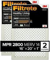 Filtrete 16x20x1 Air Filter, MPR 2800, MERV 14, Healthy Living Ultrafine Particle Reduction 3-Month Pleated 1-Inch Air Filters, 2 Filters