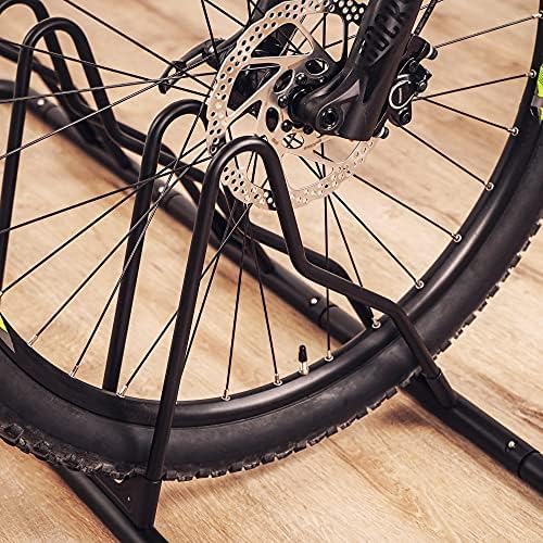 CyclingDeal Bike Rack Floor Parking Bike Stand for up to 6 Bicycles | Indoor, Home & Garage Storage Rack | Stable & Secure Bicycle Stand w/Tire Grooves Up to 29", Holding Plates & Custom Spacing