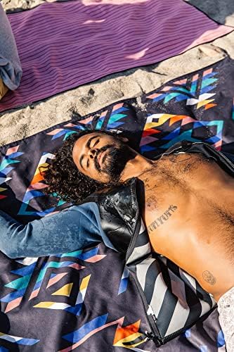Nomadix Festival Blanket - Perfect for Picnics, Camping, & Lawn Seating - Plush Top & Water Resistant Base - Made with Post Consumer Recycled Materials - 60x70 (Stripes Retro)