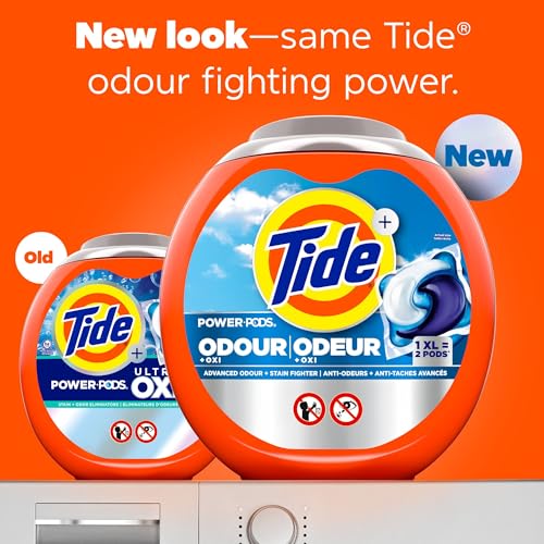 Tide Ultra OXI Power PODS with Odor Eliminators Laundry Detergent Pacs, HE Compatible, Works on Visible and Invisible Dirt, 45 Count Pacs