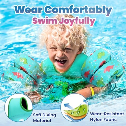 HeySplash Swim Vest for Kids, Toddler Pool Floaties Fit 20-50/70 Lbs, Children Swimming Vest with Adjustable Strap, Swim Jacket Water Wing Arm Float, Puddle Sea Beach Boat Jumper Boy Girl Baby