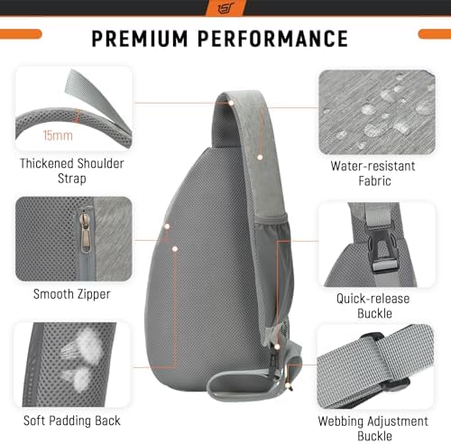 SKYSPER Sling Bag RFID Crossbody Sling Backpack Cross Body Shoulder Travel Bag Hiking Daypack for Women Men(Darkgrey)