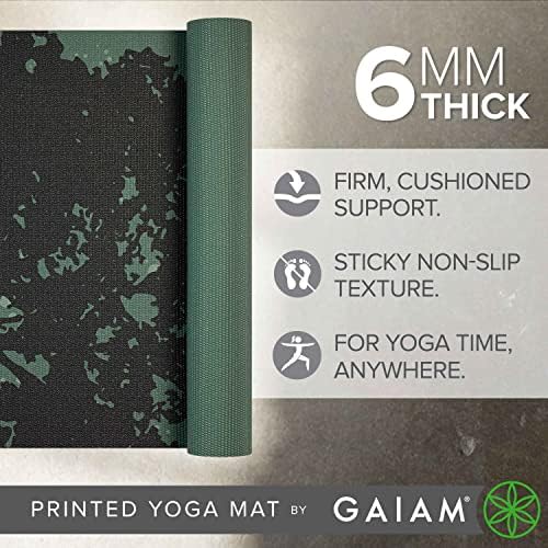 Gaiam Yoga Mat - Premium 6mm Print Extra Thick Non Slip Exercise & Fitness Mat for All Types of Yoga, Pilates & Floor Workouts (68"L x 24"W x 6mm Thick)