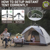 Happy Travel 1/2/3/4 Person Camping Tent, Instant Easy Pop Up Tents for Camping,Automatic Waterproof Family Camping Tent, Easy Set Up Tent,Portable Windproof Dome Tent for Camping Hiking & Traveling