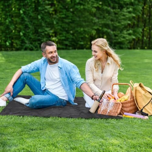 Pocket Picnic Blanket for 1-2 Persons, 43x55″ Sand Free Beach Blanket, Water-Repellent Compact Small Beach Mat, Lightweight Picnic Mat for Outdoor Hiking Camping Travel(Black)