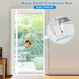 Side Opening Magnetic Screen Door, Fit Door Size 32 x 80 Inch, Reversible Left and Right Removable Screen Door Mesh with Strong Magnet, Actual Mesh Size 34" x 81", White