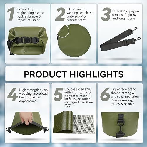 MARCHWAY Floating Waterproof Dry Bag Backpack 5L/10L/20L/30L/40L, Roll Top Sack Keeps Gear Dry for Kayaking, Rafting, Boating, Swimming, Camping, Hiking, Beach, Fishing