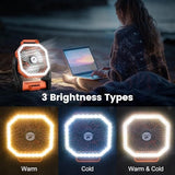 Odoland Camping Fan with LED Lantern, 20000mAh Rechargeable Battery Operated Fan, Portable Outdoor Light with Rotation Hook for Picnic Power Outage Hurricane Emergency Home Patio, Orange