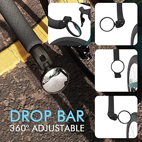 Bike Mirrors,Bike Bar End Mirror, HD Glass Convex Lens Bicycle Rearview Mirror, Safe Cycling Rearview Mirror, Easy to Install