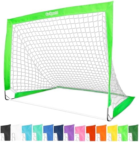 GoSports Portable Soccer Goals for Kids - 13 Color Options - Choose 4 x 3 ft or 6 x 4 ft - Team Tone Pop Up Nets for Backyard