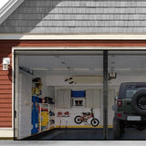 Garage Door Screen for 1 Car 8x9FT, Magnetic Screen Garage with Retractable Fiberglass Mesh and Heavy Duty Weighted Bottom, Easy Assembly & Pass, Hands Free Screen Door w/ 44 Magnets for Garage/Patio
