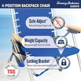 Tommy Bahama Hi-Boy 17" Seat Height 4-Position Lace-Up Suspension Folding Backpack Beach Chair, 2-Pack, Logo Stripe