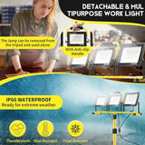 21000Lumen LED Work Lights with Stand: 3 Head Adjustable Work Light with Individual Switch - IP66 Waterproof Foldable Tripod Worklight with 16.4FT Cord for Indoor Outdoor Portable Lighting