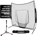 PowerNet Baseball Softball Practice Net 7x7 with Baseball Accessories for Practice Pitching, Batting & Fielding, Ball Caddy, Weighted Baseballs, Tee