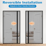 Side Opening Magnetic Screen Door, Fit Door Size 32 x 80 Inch, Reversible Left and Right Removable Screen Door Mesh with Strong Magnet, Actual Mesh Size 34" x 81", Grey