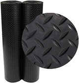 Rubber-Cal Diamond-Plate Rubber Flooring Rolls - 3 mm x 4 ft x 7 ft Rolls - Black