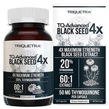 Thymoquinone Black Seed Oil Extract Capsules - TQ-Advanced 4X®: Highest Thymoquinone Concentration Available - 60:1 Concentrate from Nigella Sativa, Raw Form, Vegan, Glass Bottle 20% (60 Capsules)