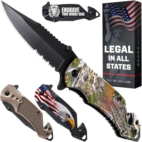 GOOD WORKER Legal Pocket Knife Hunting Camo - 2.95” Folding Sharp Blade - Camo Military Style - Small Tactical Knives for Hunting Work Survival Outdoor Activities - Birthday Gifts for Men 6680 C