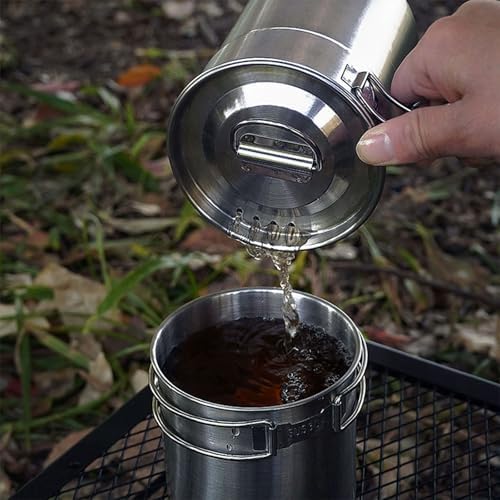 Foldable Camping Cups Mugs Camping Pot Cookware 304-Food-Grade Outdoor Camp Cooking Set with Vented lid,Stainless Steel Backpacking Cookware for Hunting