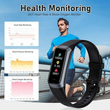 Fitness Tracker with 24/7 Heart Rate, Blood Oxygen Blood Pressure Sleep Monitor, Activity Trackers 5 ATM Waterproof,Step Calorie Counter Pedometer Health Smart Watch for Women Men (Black)