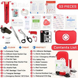 Snake Bite Kit, Bee Sting Kit, Emergency First Aid Supplies, Venom Extractor Suction Pump, Bite and Sting First Aid for Hiking, Backpacking and Camping. Includes Bonus CPR face Shield (Red)