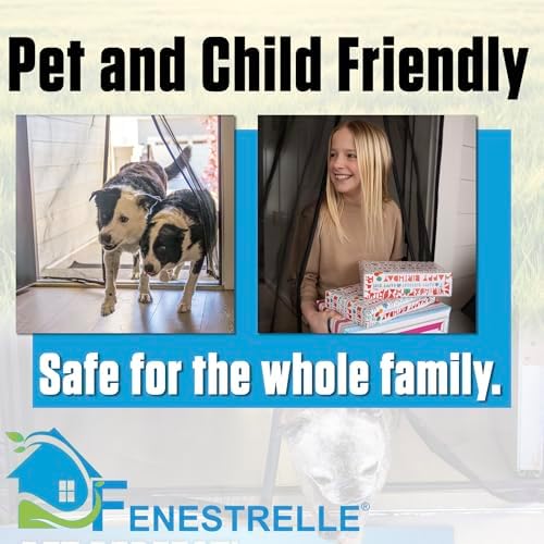 Fenestrelle Magnetic Screen Door for Standard, French & Sliding Door, Large Pet & Kids, Keep Bugs Out, Heavy Fiberglass Mesh, Self Closing Continuous Magnetic Seal (Fits Door Size 37"x80", Black Trim)