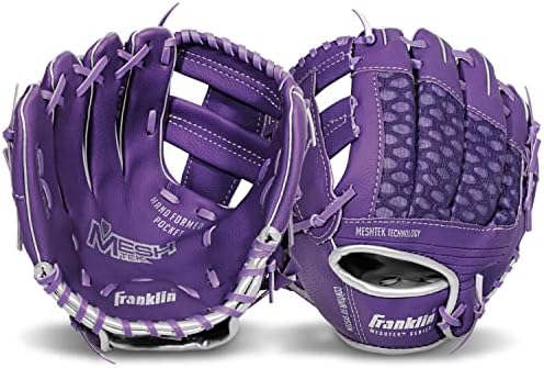 Franklin Sports Kids Baseball Glove + Ball Sets - Meshtek Youth Teeball Gloves for Kids + Toddlers - Left + Right Hand Throw Mitts + Glove Sets with Foam Balls - Boys + Girls Gloves - 9.5" Inch