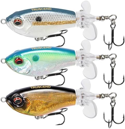 TRUSCEND PoPobait Plopper with BKK Hooks, Top Water Fishing Lures for Bass Walleye Pike Catfish Musky Perch, Floating Lure for Freshwater or Saltwater, Amazing Teasers Fishing Gifts for Family Fishing