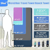 Sfee 2 Pack Microfiber Travel Towel, Quick Dry Large Beach Towel, Super Absorbent Compact Lightweight for Camping, Gym, Hiking, Pool, Backpacking, Bath, Yoga