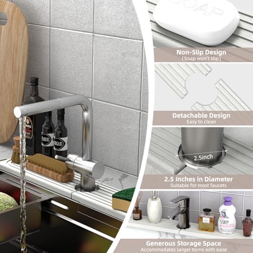 Faucet Mat for Kitchen Sink - Super Absorbent Diatomite Fast Drying Stone, Quick Drying Splash Guard,Prevents Moisture Buildup Sink, Durable Protector for Kitchen,Bathroom Counter