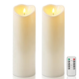 Homemory 4"x12" Outdoor Waterproof Flameless Candles with Timers and Remote Control, Battery Operated Candles, LED Plastic Candles, Ivory White, Set of 2