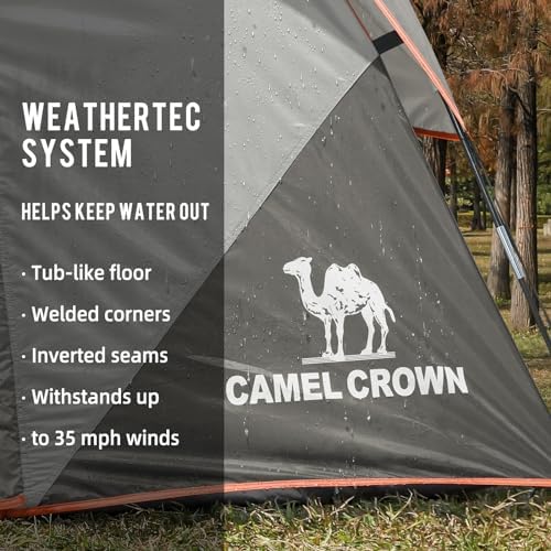 CAMEL CROWN Tents for Camping 4/6 Person Tent Waterproof Easy Setup Backpacking Tents
