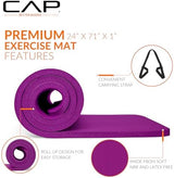 CAP Barbell 1-Inch High Density Exercise Yoga Mat with Strap | Multiple Colors