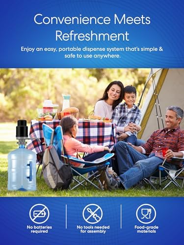 Brio-PU100 Universal Manual Drinking Water Pump - Fits Most 5-6 Gallon Water Bottles Including Glass (Grey/Black)