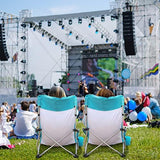 VILLEY Low Beach Chairs for Adults 2 Pack, High Back Folding Beach Chairs, Lightweight and Portable for Outdoor, Beach, Camping, Lawn, Music Festival, with Cup Holder and Carry Bag-Blue Stripes