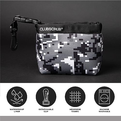 Golf Club and Golf Ball Cleaning Bag, Waterproof Clean Face Technology Liner, Detachable Clip, Machine Washable, Cleans Club Grooves, Dry Exterior (Neoprene or Microfiber Option Available)