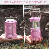4-Pack LED Pink Camping Lanterns, Portable Camping Lights, Outdoor Handled Lamps, Essential Emergency Lights for Power Outages, Hiking, Hurricane