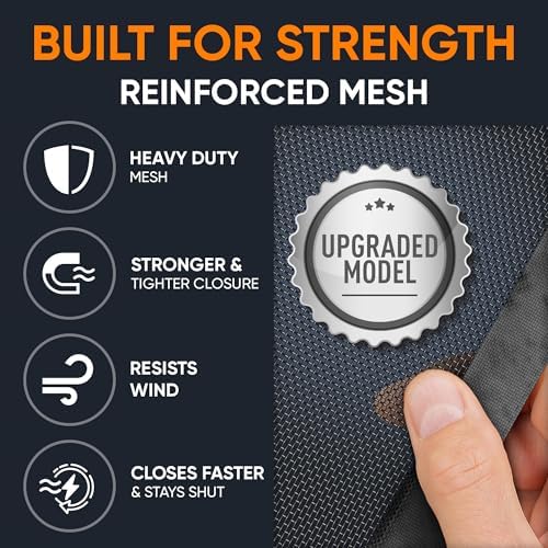 Flux Phenom The Magnetic Screen Door 38x82 Inch – Easy Install, Strong Magnet Strength, Self-Sealing Mesh, Pet Tested, Hands-Free Entry, Door Screen Magnetic Closure - Pack of 2