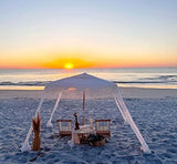 AMMSUN Beach Cabana with Fringe, 6'×6' Boho Beach Canopy with Tassels, Easy Set up & Premium Wood Pole, Cabana Tent with Sand Pockets, Instant Sun Shade for Sand, Garden, Patio, Elegant White