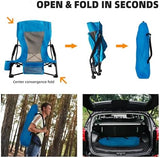 Outdoor Beach Chair for Adults Set of 2 PCS Portable Lightweight Low Back Sling Chair with Cup Holder, 300lbs Capacity Camping Chair for Patio, Lawn, Concert, Travel (Light Blue)