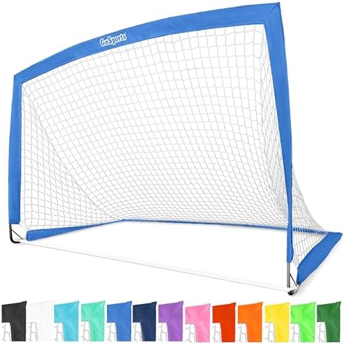 GoSports Portable Soccer Goals for Kids - 13 Color Options - Choose 4 x 3 ft or 6 x 4 ft - Team Tone Pop Up Nets for Backyard