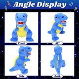 Cuteoy Light-up Singing Plush Blue Dinosaur LED Musical Stuffed Animal T-Rex Adjustable Volume Lullaby Plushies Birthday Christmas Toy Gifts for Kids Toddler Girls, 12"