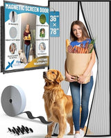 FLUX Magnetic Screen Door - Self-Closing, Pet-Friendly, Durable Polyester Mesh Screen Door with Powerful Magnetic Attachments, Keeps Bugs Out, Fits Sliding Doors and Standard Doors up to 36" x 78"