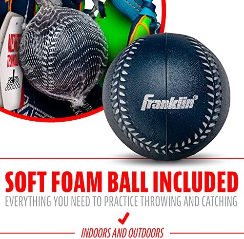 Franklin Sports Kids Baseball Glove + Ball Sets - Meshtek Youth Teeball Gloves for Kids + Toddlers - Left + Right Hand Throw Mitts + Glove Sets with Foam Balls - Boys + Girls Gloves - 9.5" Inch