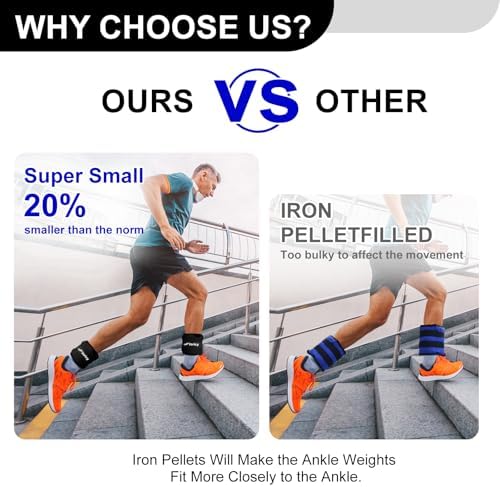 Ankle Weights A Pair of 1/2/3/4/6/8/10/12/20 LBS Wrist Leg Arm Weights for Women Men kids child with Adjustable Straps, Strength weighted for Physical Therapy Running Walking Fitness Gym Workout