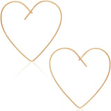 Heart Hoop Earrings for Women, 18K Gold Plated Lightweight Threader Dangles
