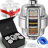 AquaHomeGroup Shower Head Filter for Hard Water – 20-Stage + 5 Replacement Cartridges – Removes Chlorine, Fluoride, and Other Chemicals – Vitamin C, E & A Shower Filter for Glowing Skin & Hair