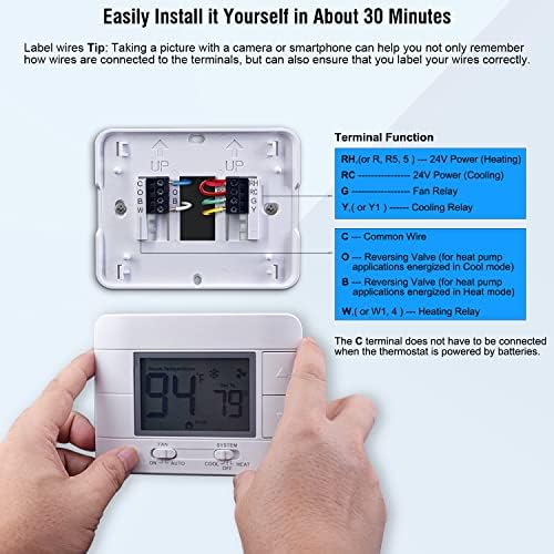Upgraded Digital Non-Programmable Thermostat for Home 1 Heat/1 Cool Single Stage System, with Temperature & Humidity Monitor and Large Blue LCD Display